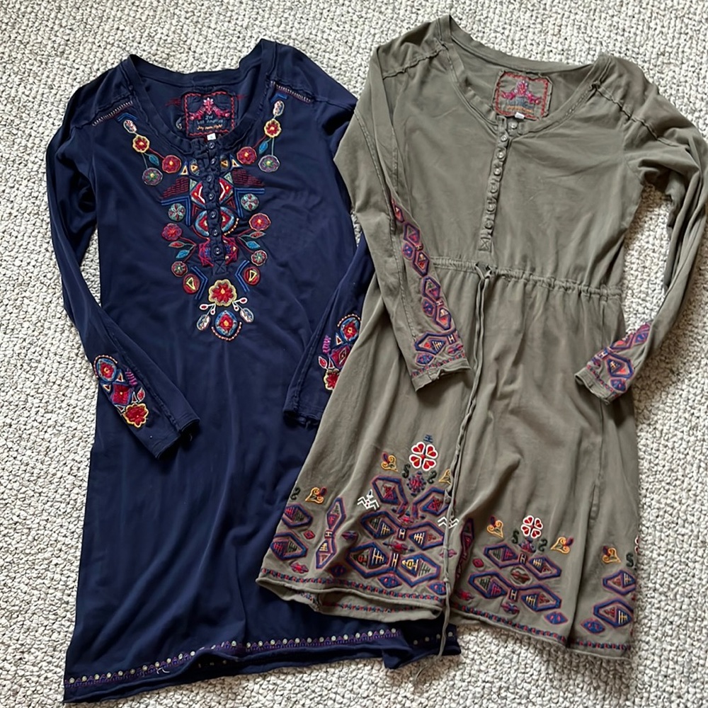 2 Johnny Was beautiful embroidered tunics